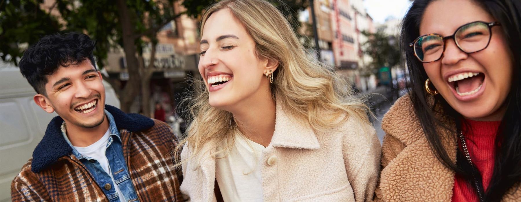 a group of people laughing